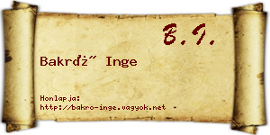 Bakró Inge névjegykártya